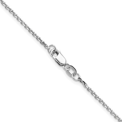 2 Inch 14K White Gold 1.45mm D/C Round Cable Chain Necklace