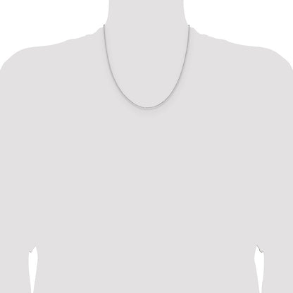 2 Inch 14K White Gold 1.45mm D/C Round Cable Chain Necklace