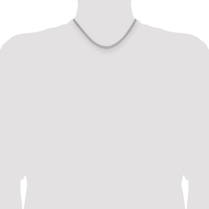 14K White Gold Wg 2.2mm Solid Beveled D/C Paperclip Chain Necklace