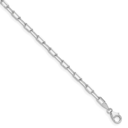 8 Inch 14K White Gold Wg 3.0mm Solid Beveled D/C Paperclip Chain Bracelet