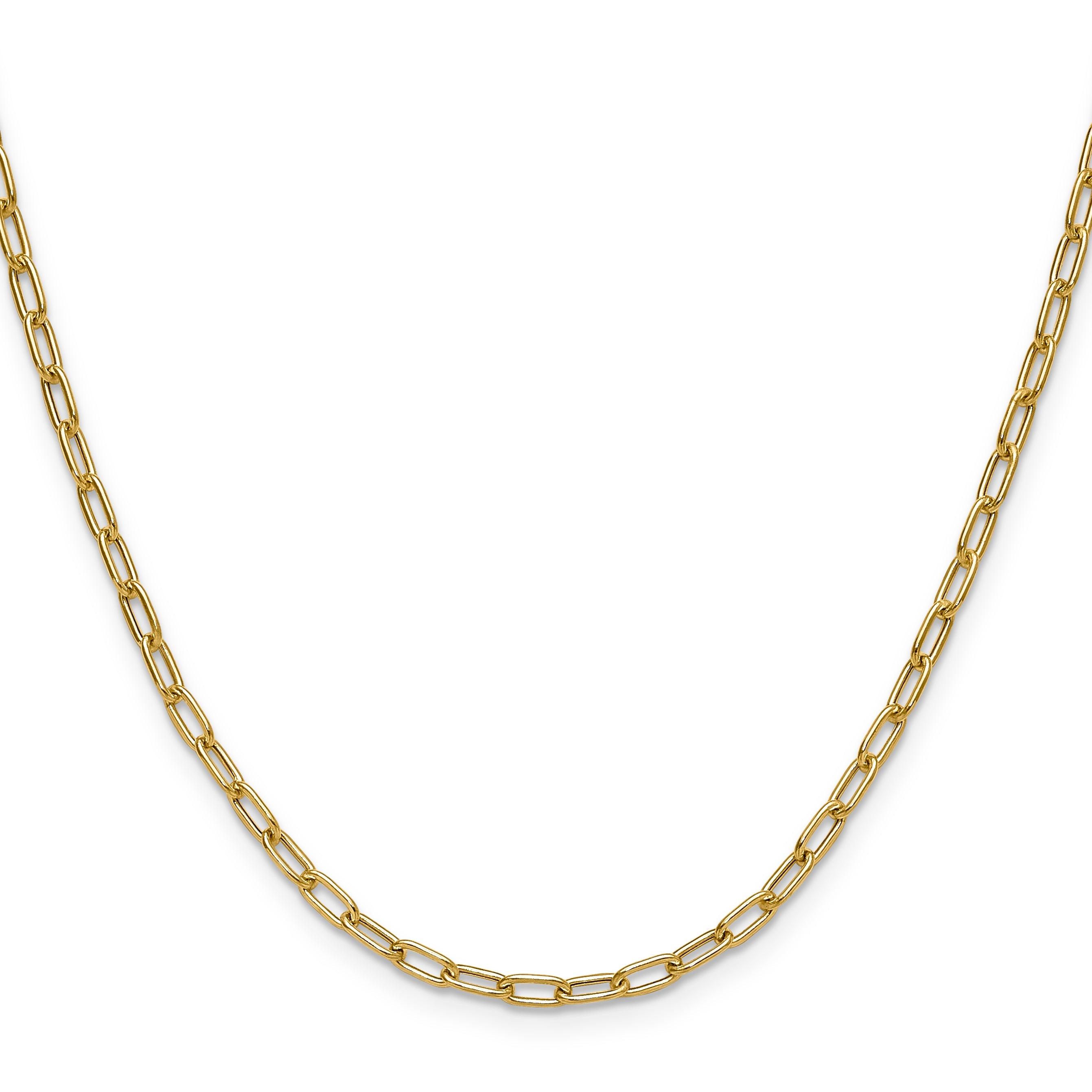 14K Yellow Gold 3.0mm Semi Solid Paperclip Chain Necklace