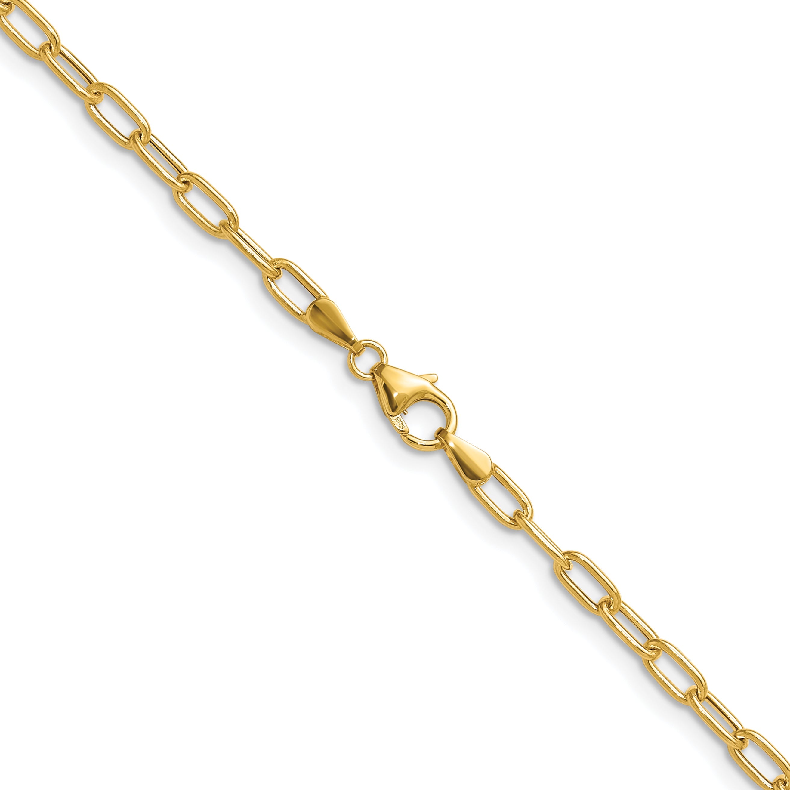 14K Yellow Gold 3.0mm Semi Solid Paperclip Chain Necklace