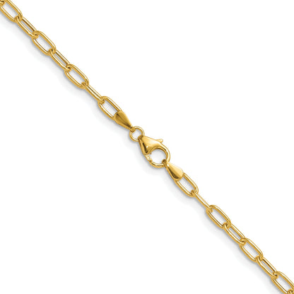 14K Yellow Gold 3.0mm Semi Solid Paperclip Chain Necklace
