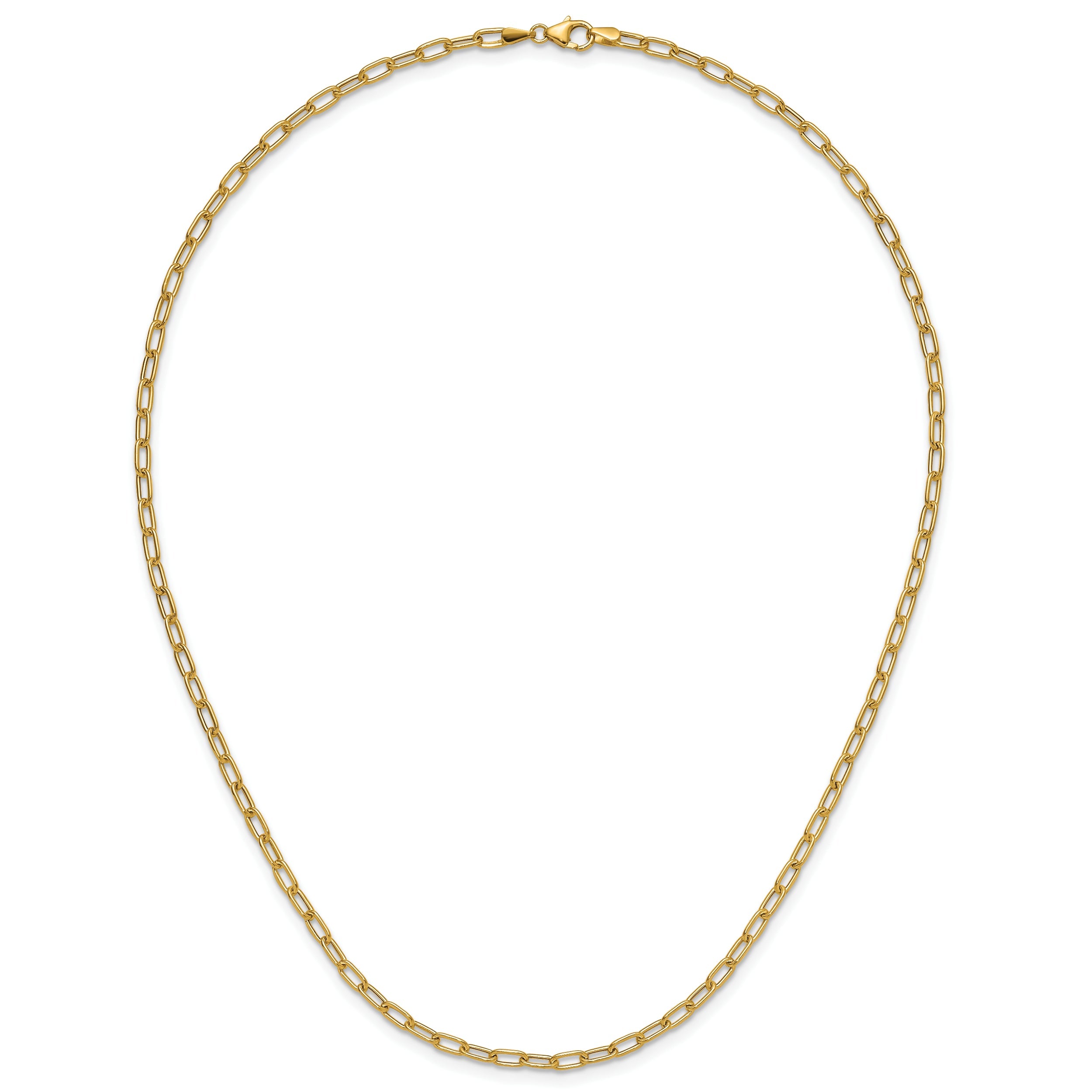 14K Yellow Gold 3.0mm Semi Solid Paperclip Chain Necklace