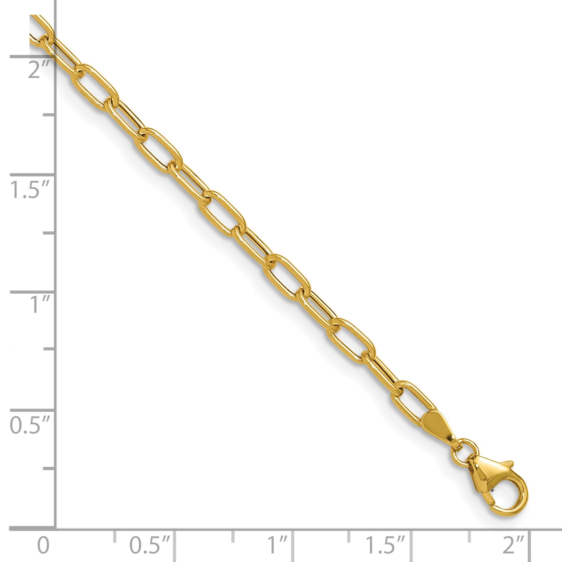14K Yellow Gold 3.0mm Semi Solid Paperclip Chain Necklace