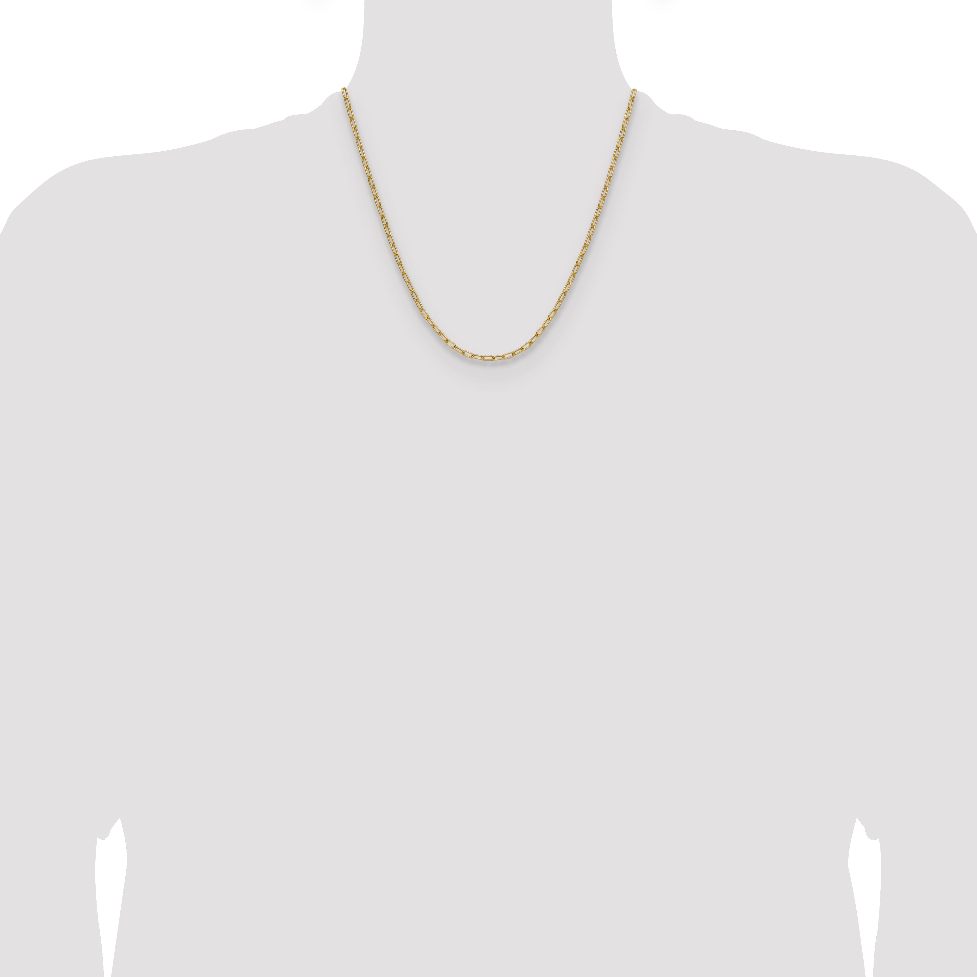 14K Yellow Gold 3.0mm Semi Solid Paperclip Chain Necklace