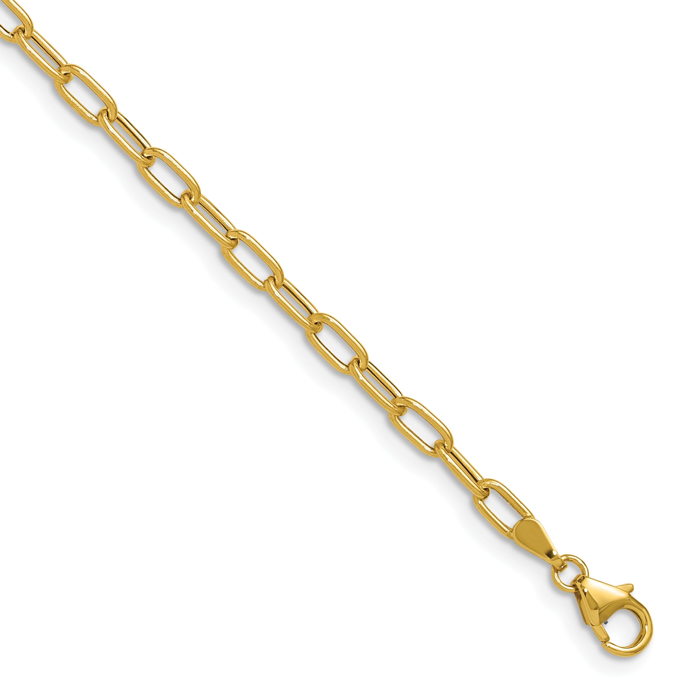14K Yellow Gold 3.0mm Semi Solid Paperclip Chain Necklace