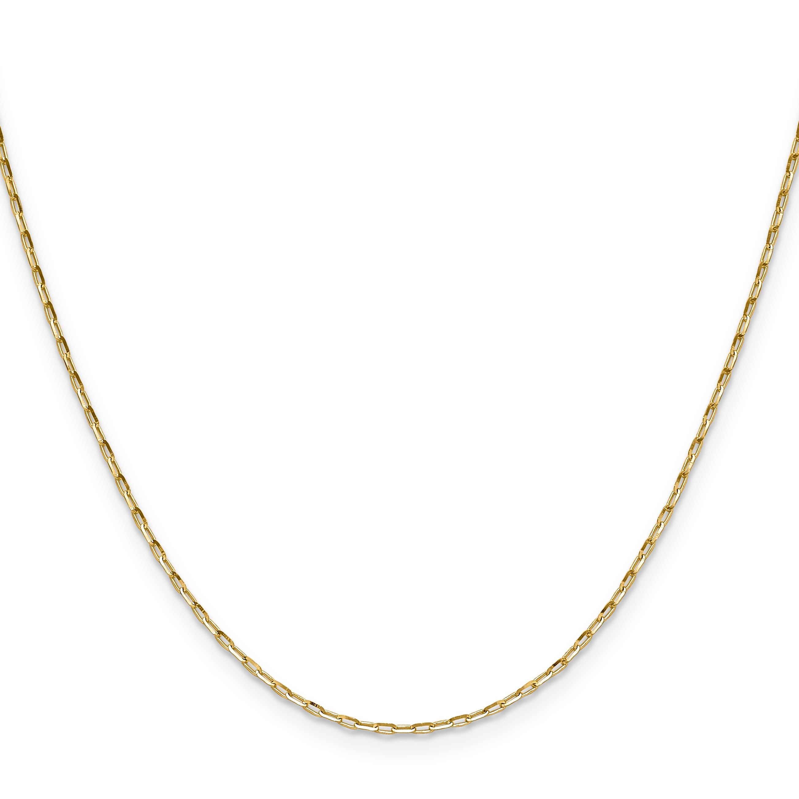 16 Inch 14K Yellow Gold 1.4mm D/C Open Long Link Cable Chain Necklace