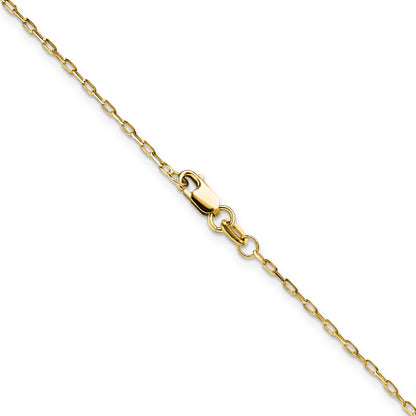18 Inch 14K Yellow Gold 1.4mm D/C Open Long Link Cable Chain Necklace