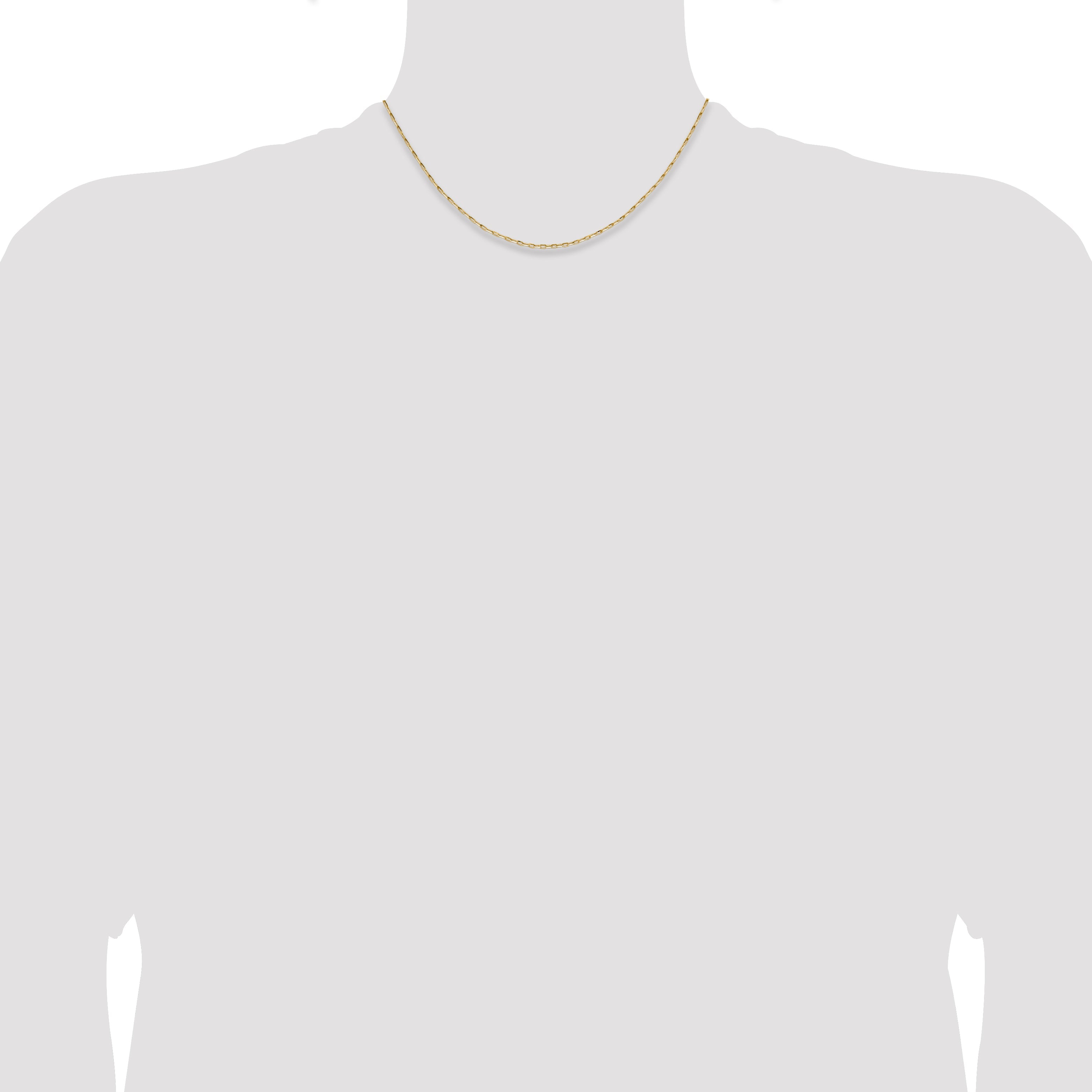 16 Inch 14K Yellow Gold 1.4mm D/C Open Long Link Cable Chain Necklace