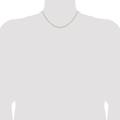 16 Inch 14K Yellow Gold 1.4mm D/C Open Long Link Cable Chain Necklace