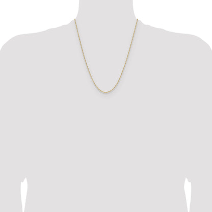 22 Inch 14K Yellow Gold 1.4mm D/C Open Long Link Cable Chain Necklace
