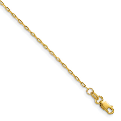 16 Inch 14K Yellow Gold 1.4mm D/C Open Long Link Cable Chain Necklace