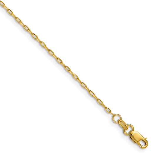 18 Inch 14K Yellow Gold 1.4mm D/C Open Long Link Cable Chain Necklace