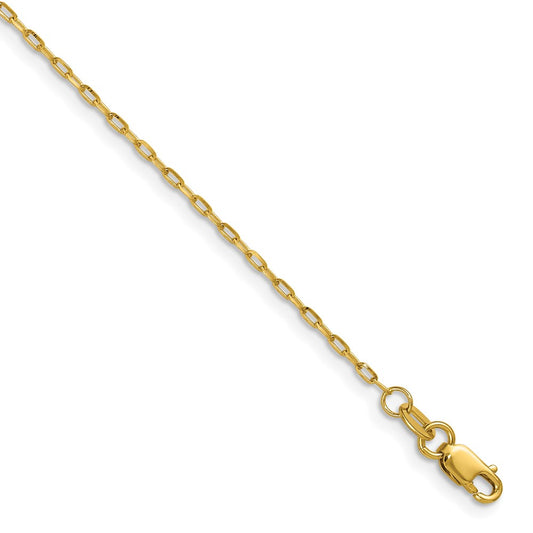 24 Inch 14K Yellow Gold 1.4mm D/C Open Long Link Cable Chain Necklace