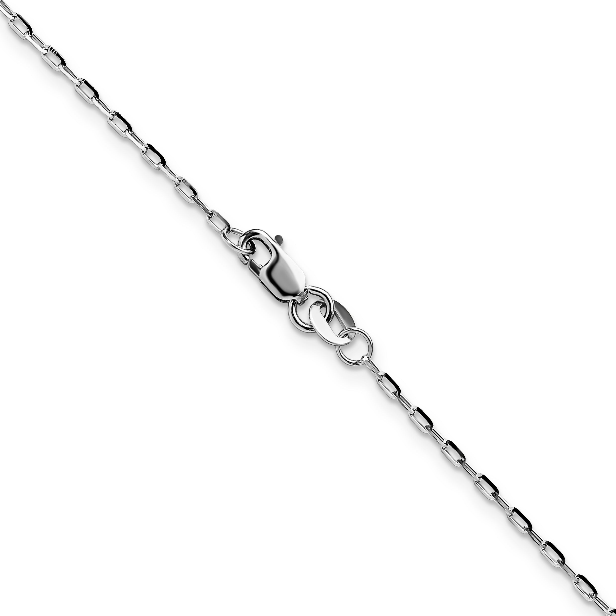 18 Inch 14K White Gold 1.4mm D/C Open Long Link Cable Chain Necklace