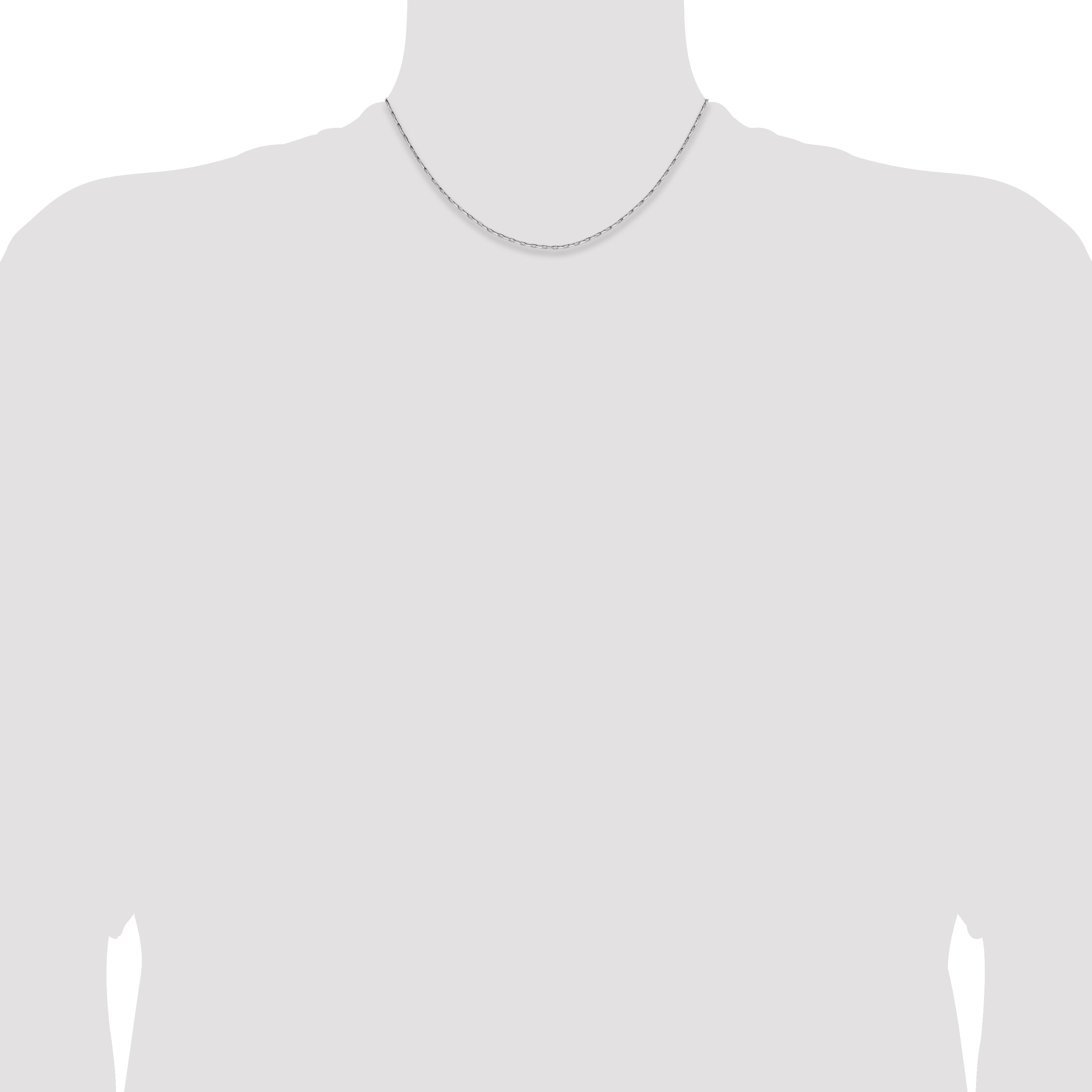 16 Inch 14K White Gold 1.4mm D/C Open Long Link Cable Chain Necklace