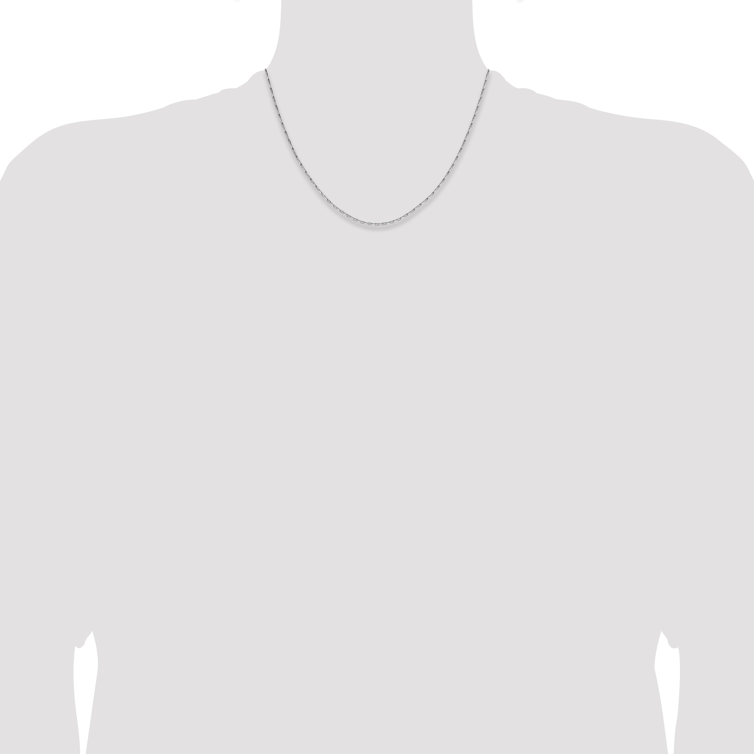 18 Inch 14K White Gold 1.4mm D/C Open Long Link Cable Chain Necklace