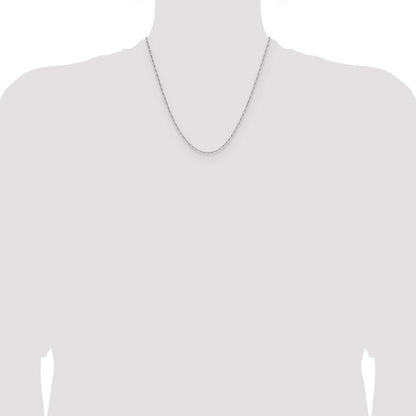 2 Inch 14K White Gold 1.4mm D/C Open Long Link Cable Chain Necklace