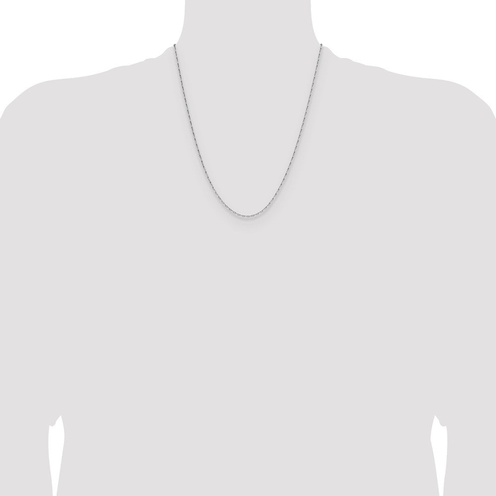 22 Inch 14K White Gold 1.4mm D/C Open Long Link Cable Chain Necklace