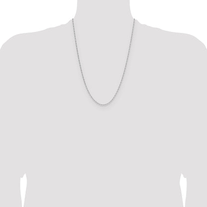 24 Inch 14K White Gold 1.4mm D/C Open Long Link Cable Chain Necklace