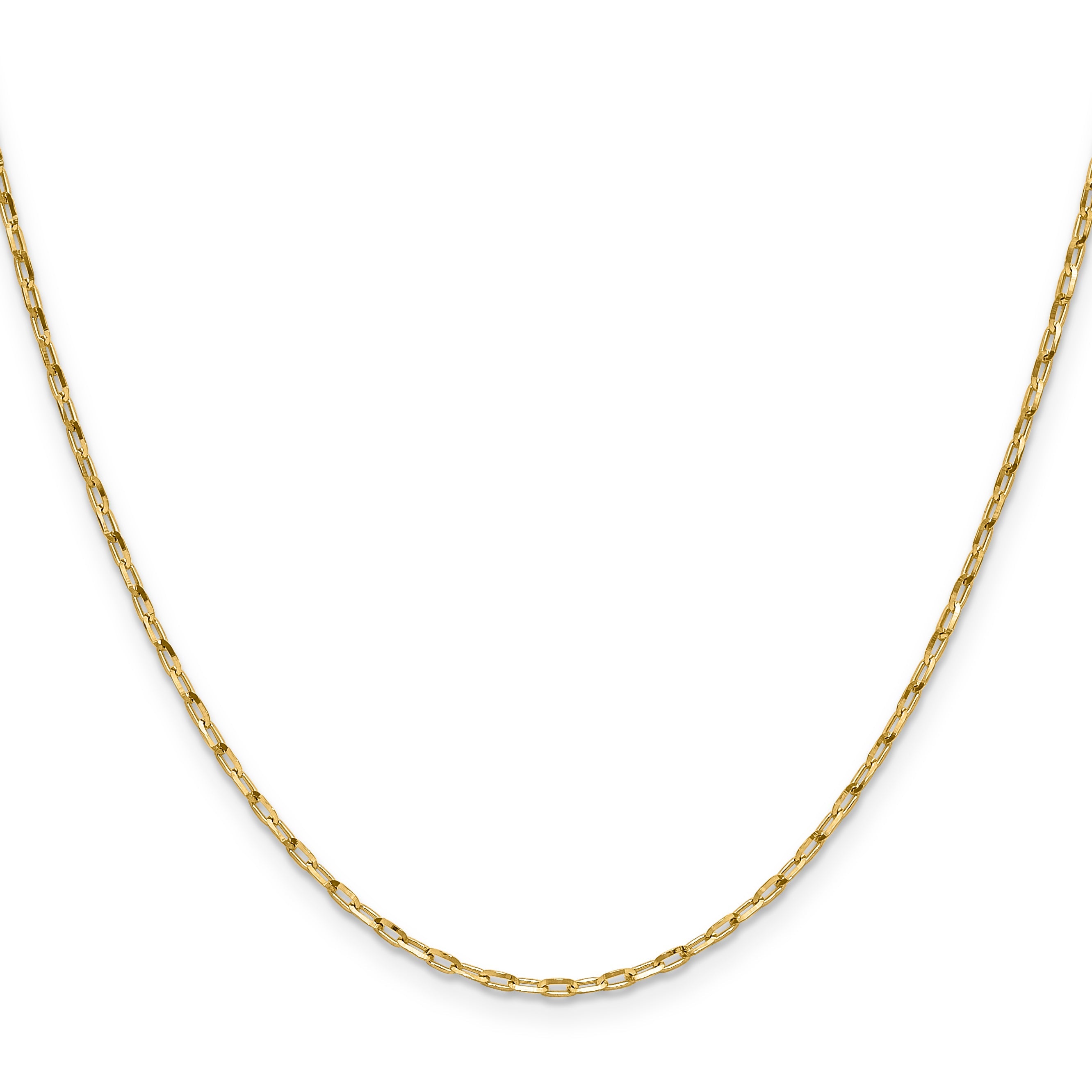 24 Inch 14K Yellow Gold 1.75mm D/C Open Long Link Cable Chain Necklace