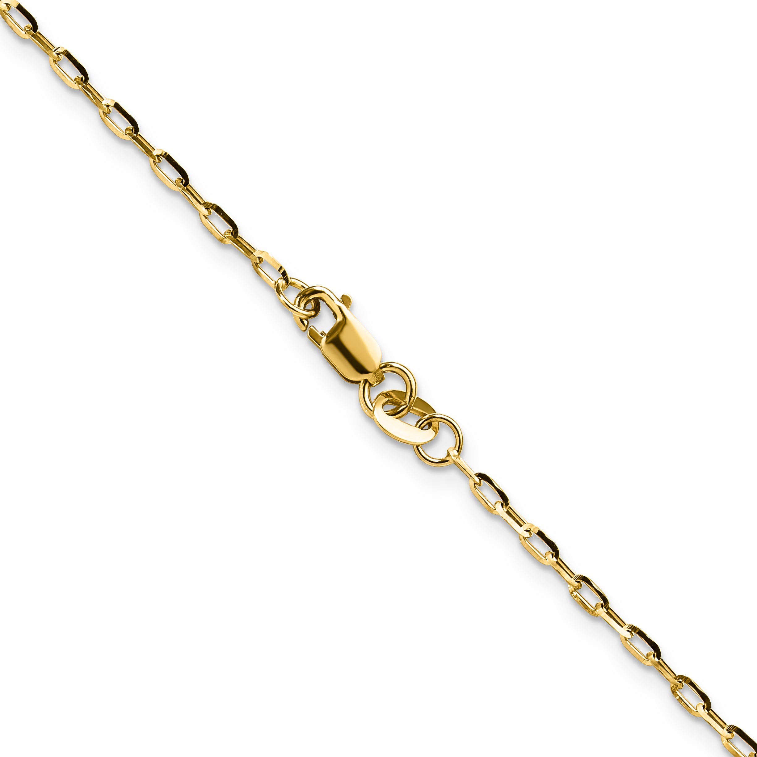 18 Inch 14K Yellow Gold 1.75mm D/C Open Long Link Cable Chain Necklace