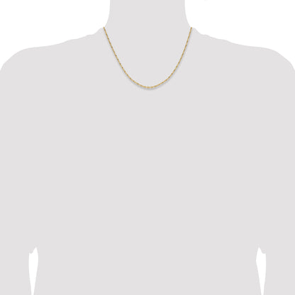 18 Inch 14K Yellow Gold 1.75mm D/C Open Long Link Cable Chain Necklace