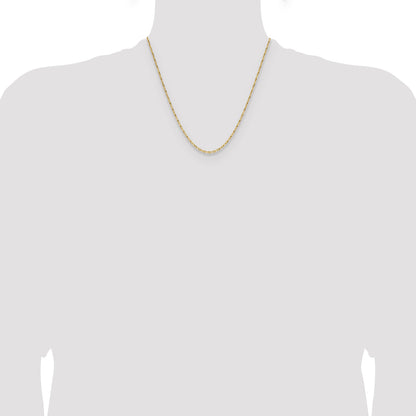 2 Inch 14K Yellow Gold 1.75mm D/C Open Long Link Cable Chain Necklace