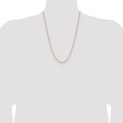 24 Inch 14K Yellow Gold 1.75mm D/C Open Long Link Cable Chain Necklace