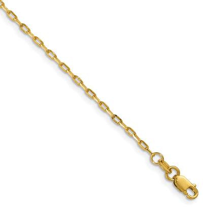 16 Inch 14K Yellow Gold 1.75mm D/C Open Long Link Cable Chain Necklace