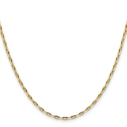 18 Inch 14K Yellow Gold 2.3mm D/C Open Long Link Cable Chain Necklace