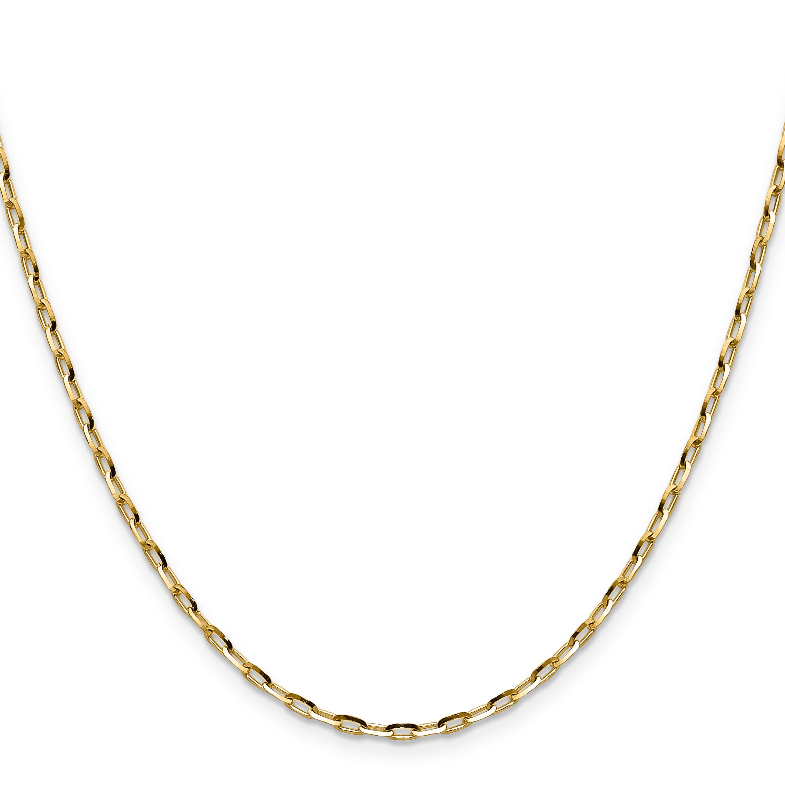 16 Inch 14K Yellow Gold 2.3mm D/C Open Long Link Cable Chain Necklace