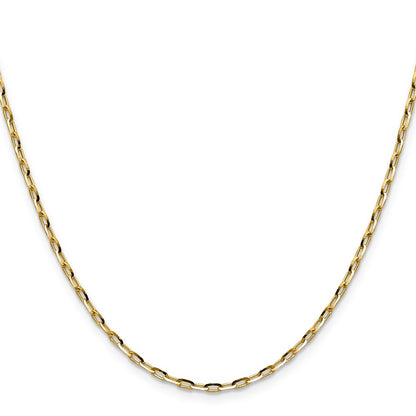 22 Inch 14K Yellow Gold 2.3mm D/C Open Long Link Cable Chain Necklace