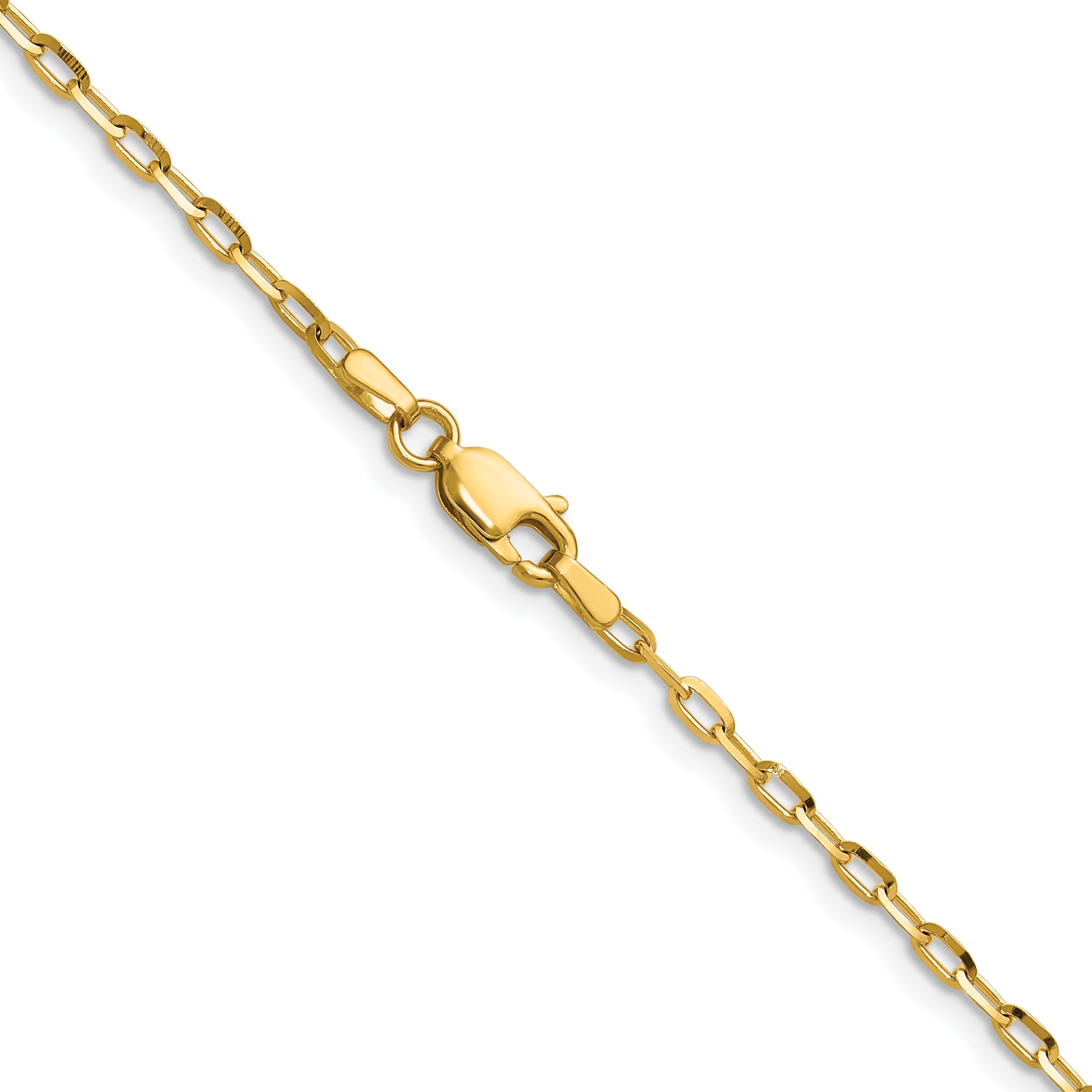 24 Inch 14K Yellow Gold 2.3mm D/C Open Long Link Cable Chain Necklace