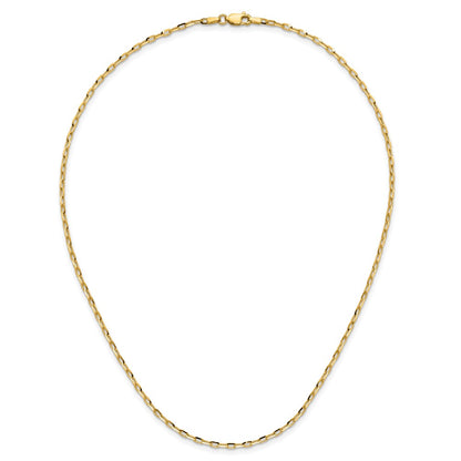 22 Inch 14K Yellow Gold 2.3mm D/C Open Long Link Cable Chain Necklace
