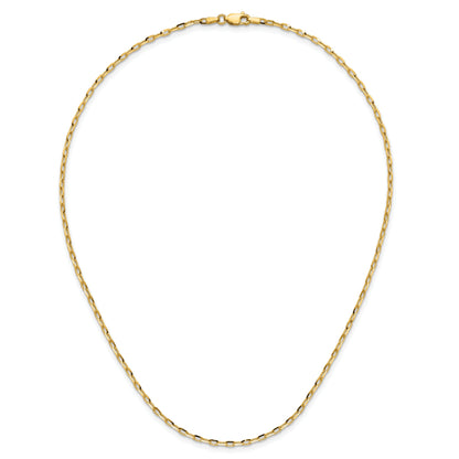 24 Inch 14K Yellow Gold 2.3mm D/C Open Long Link Cable Chain Necklace