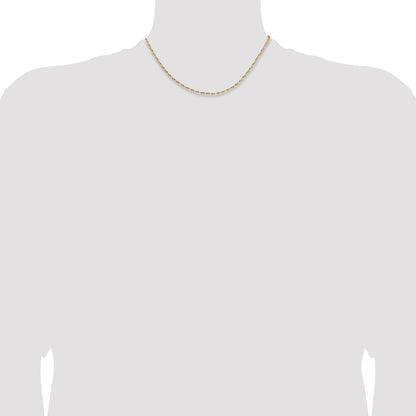 16 Inch 14K Yellow Gold 2.3mm D/C Open Long Link Cable Chain Necklace