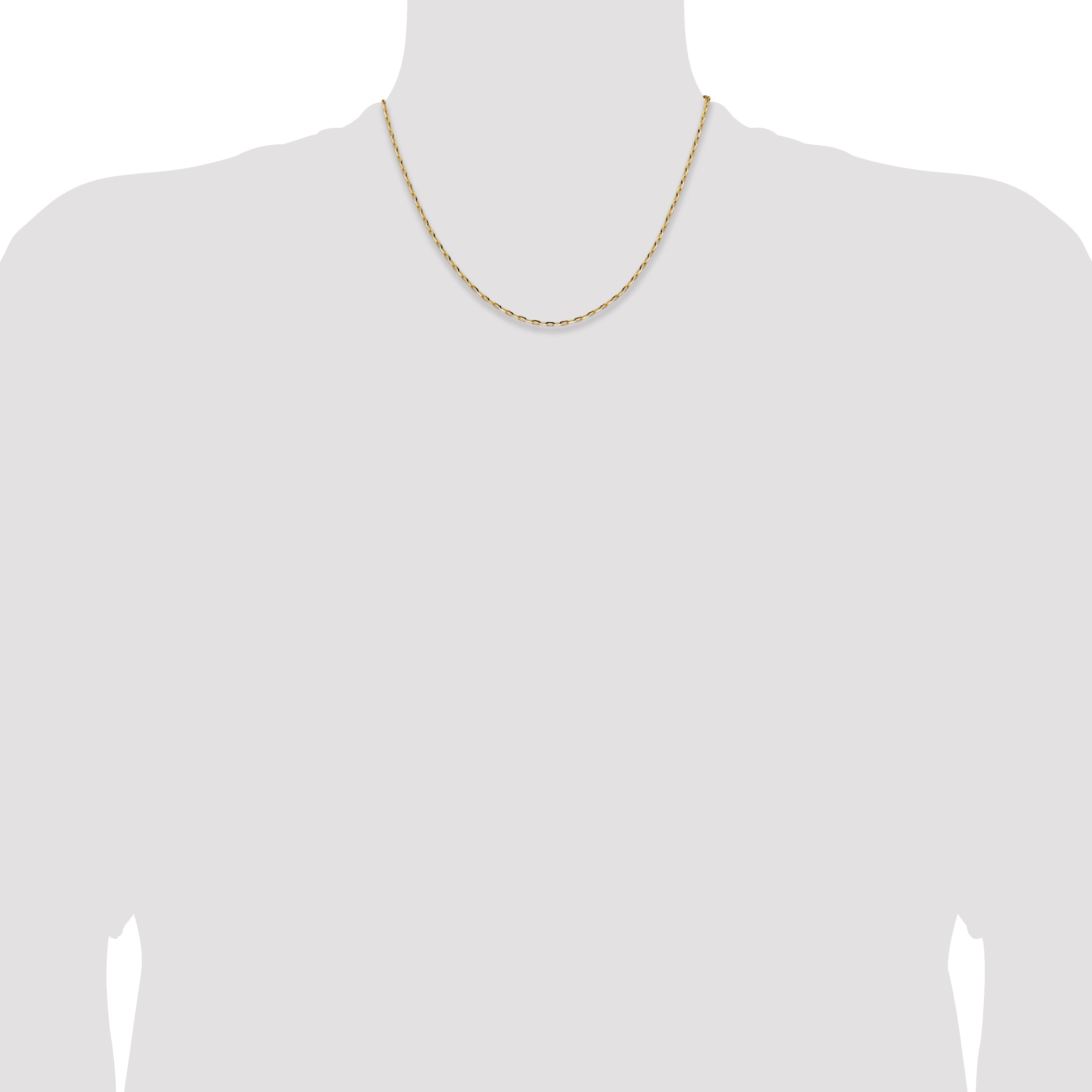 18 Inch 14K Yellow Gold 2.3mm D/C Open Long Link Cable Chain Necklace