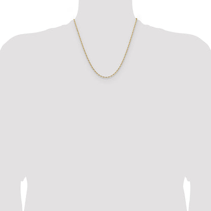 2 Inch 14K Yellow Gold 2.3mm D/C Open Long Link Cable Chain Necklace