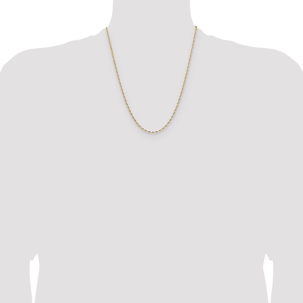 22 Inch 14K Yellow Gold 2.3mm D/C Open Long Link Cable Chain Necklace