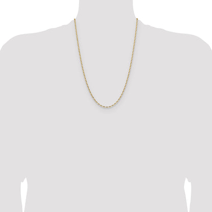 24 Inch 14K Yellow Gold 2.3mm D/C Open Long Link Cable Chain Necklace