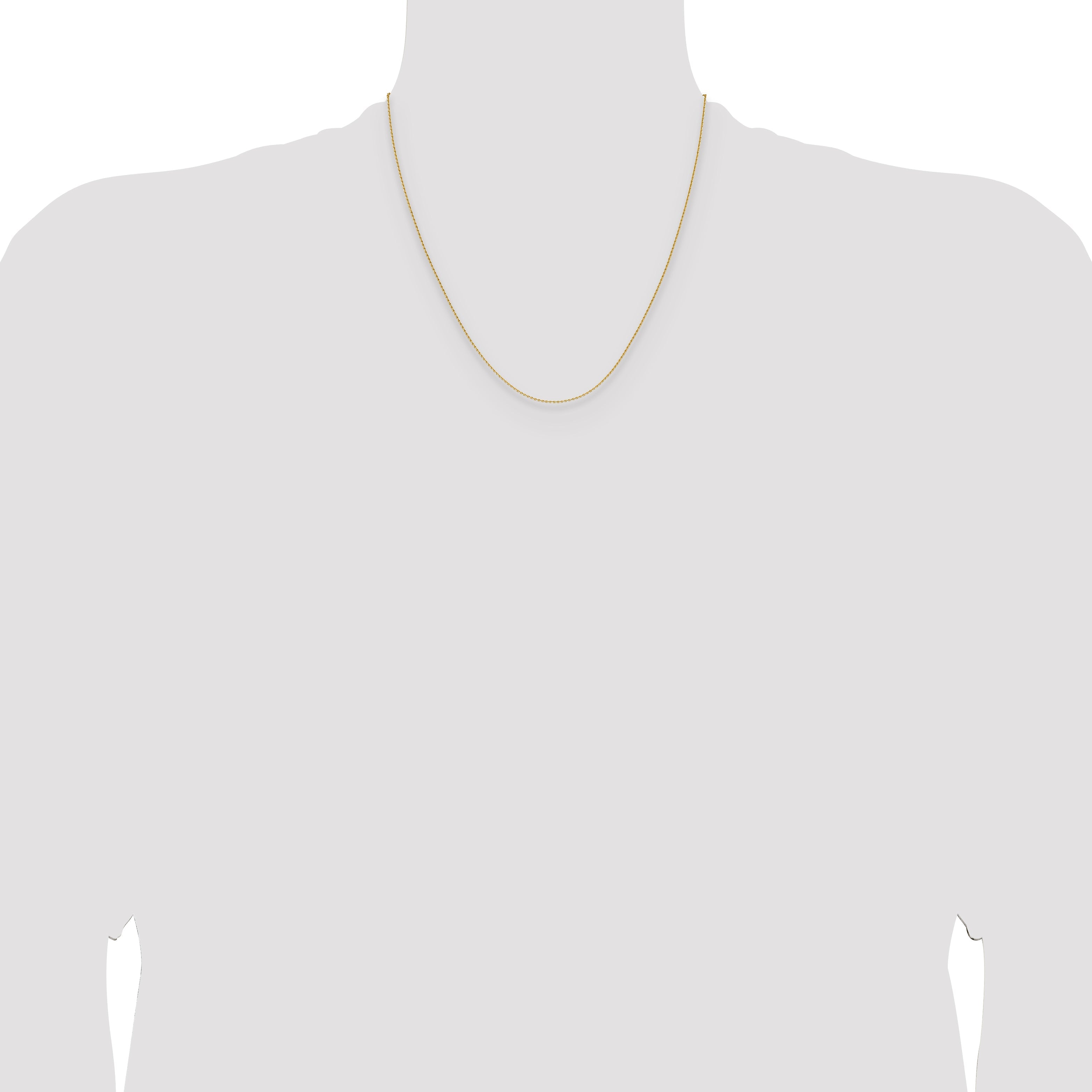 2 Inch 14K Yellow Gold 1mm D/C Oval Link Chain Necklace