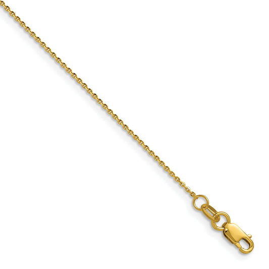 16 Inch 14K Yellow Gold 1mm D/C Oval Link Chain Necklace