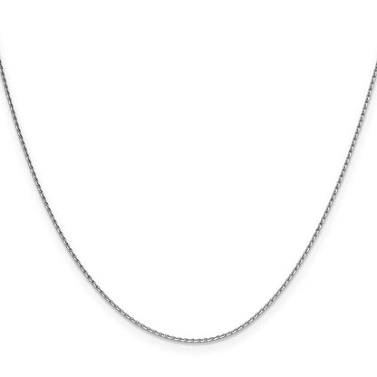 18 Inch 14K White Gold 1mm D/C Oval Link Chain Necklace