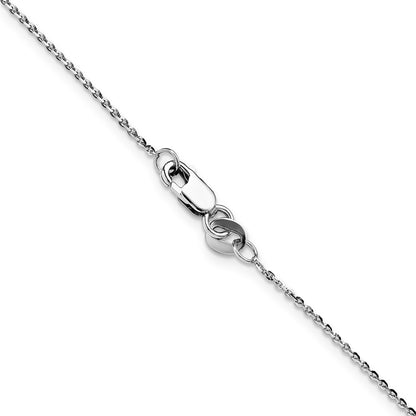 2 Inch 14K White Gold 1mm D/C Oval Link Chain Necklace