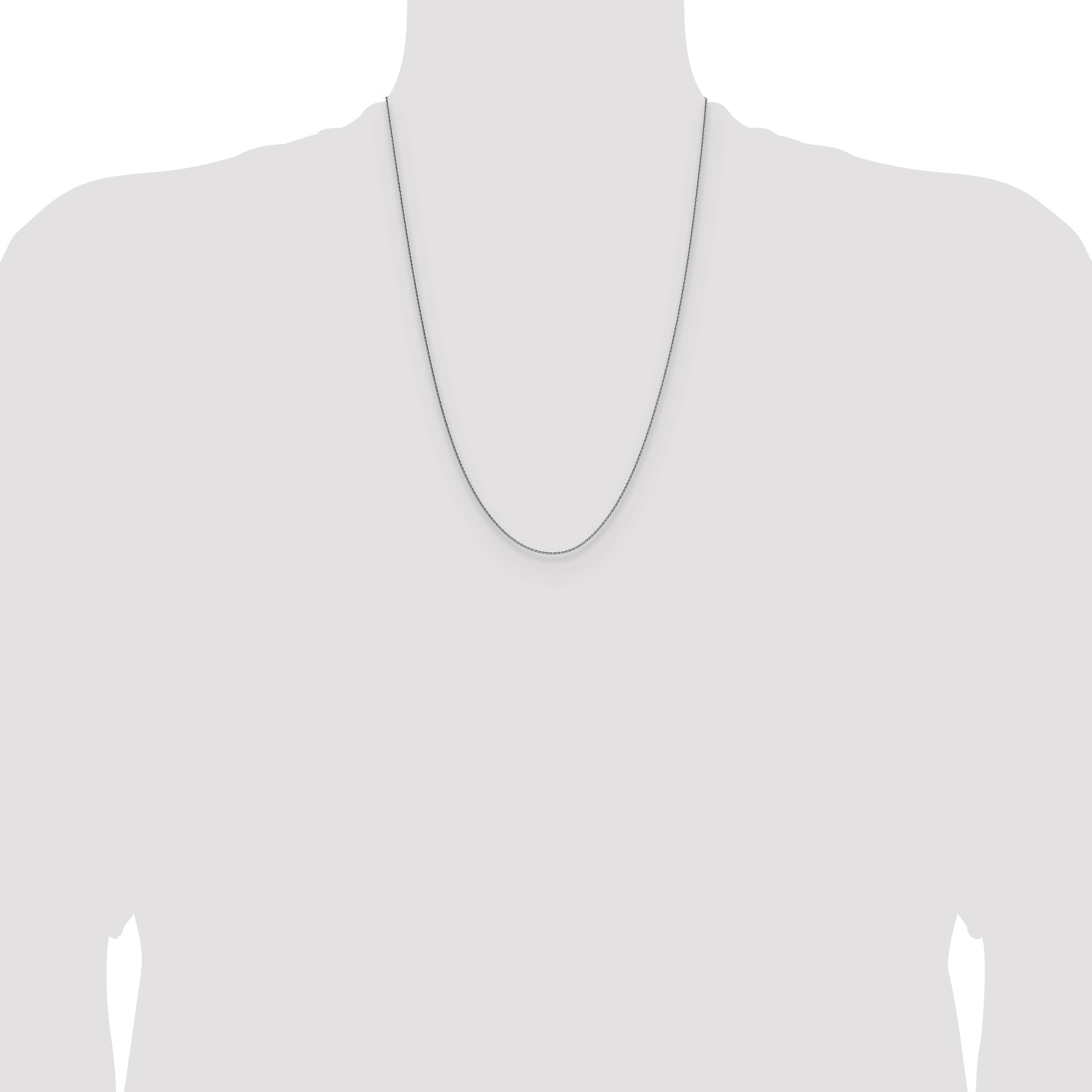 24 Inch 14K White Gold 1mm D/C Oval Link Chain Necklace