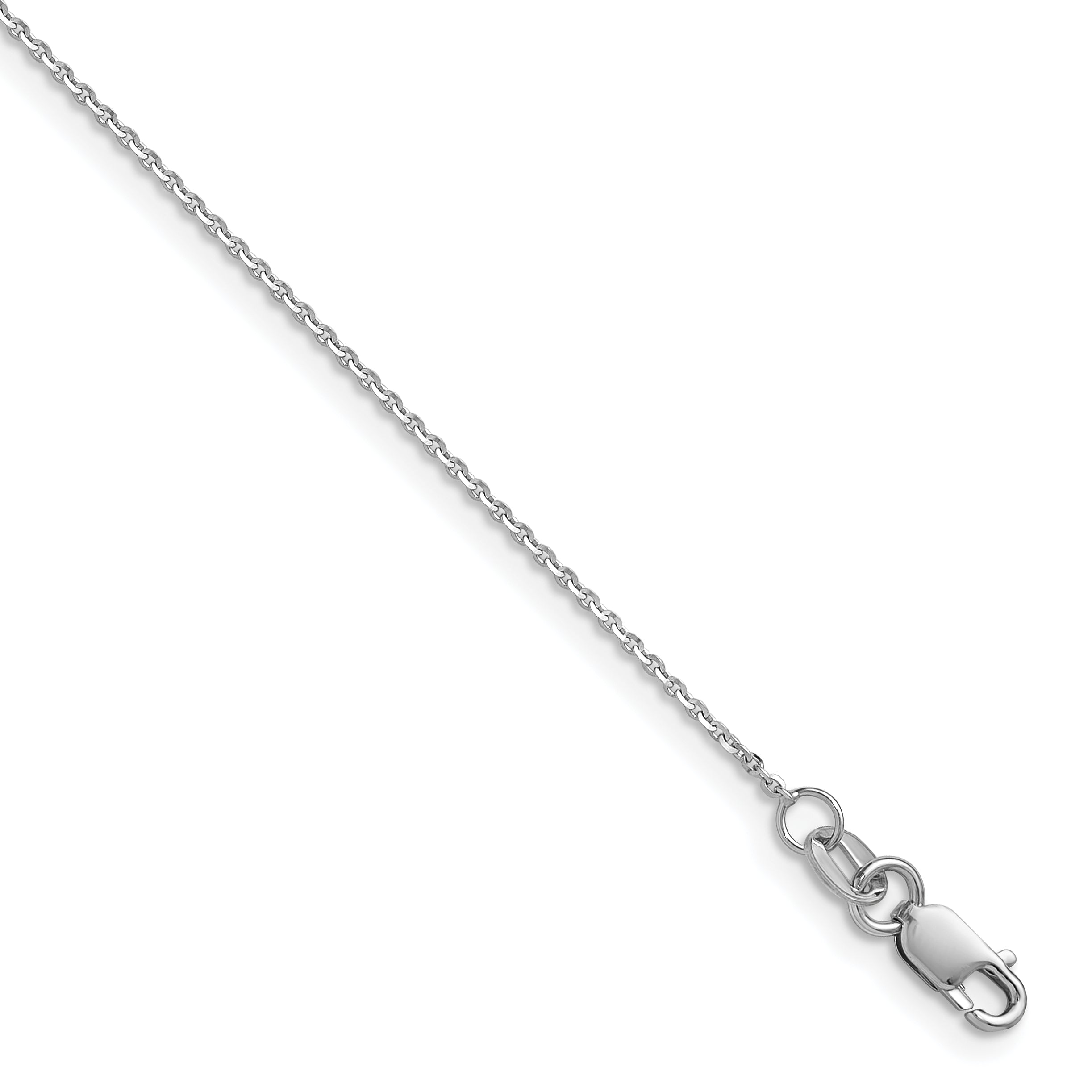 16 Inch 14K White Gold 1mm D/C Oval Link Chain Necklace