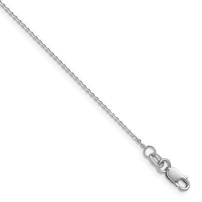 16 Inch 14K White Gold 1mm D/C Oval Link Chain Necklace