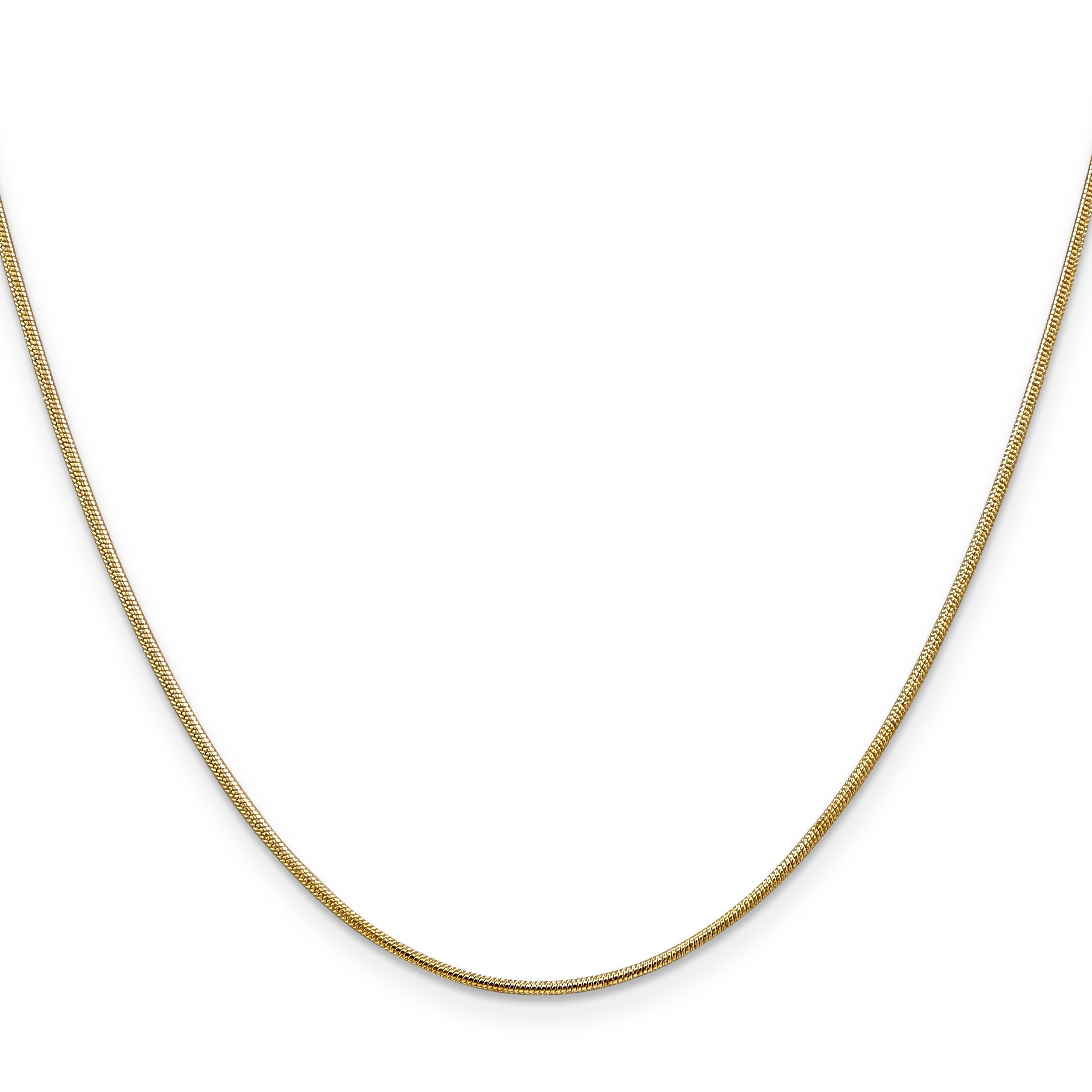 16 Inch 14K 1mm Round Snake Chain Necklace